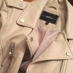 Faux leather jacket cream color Moto jacket